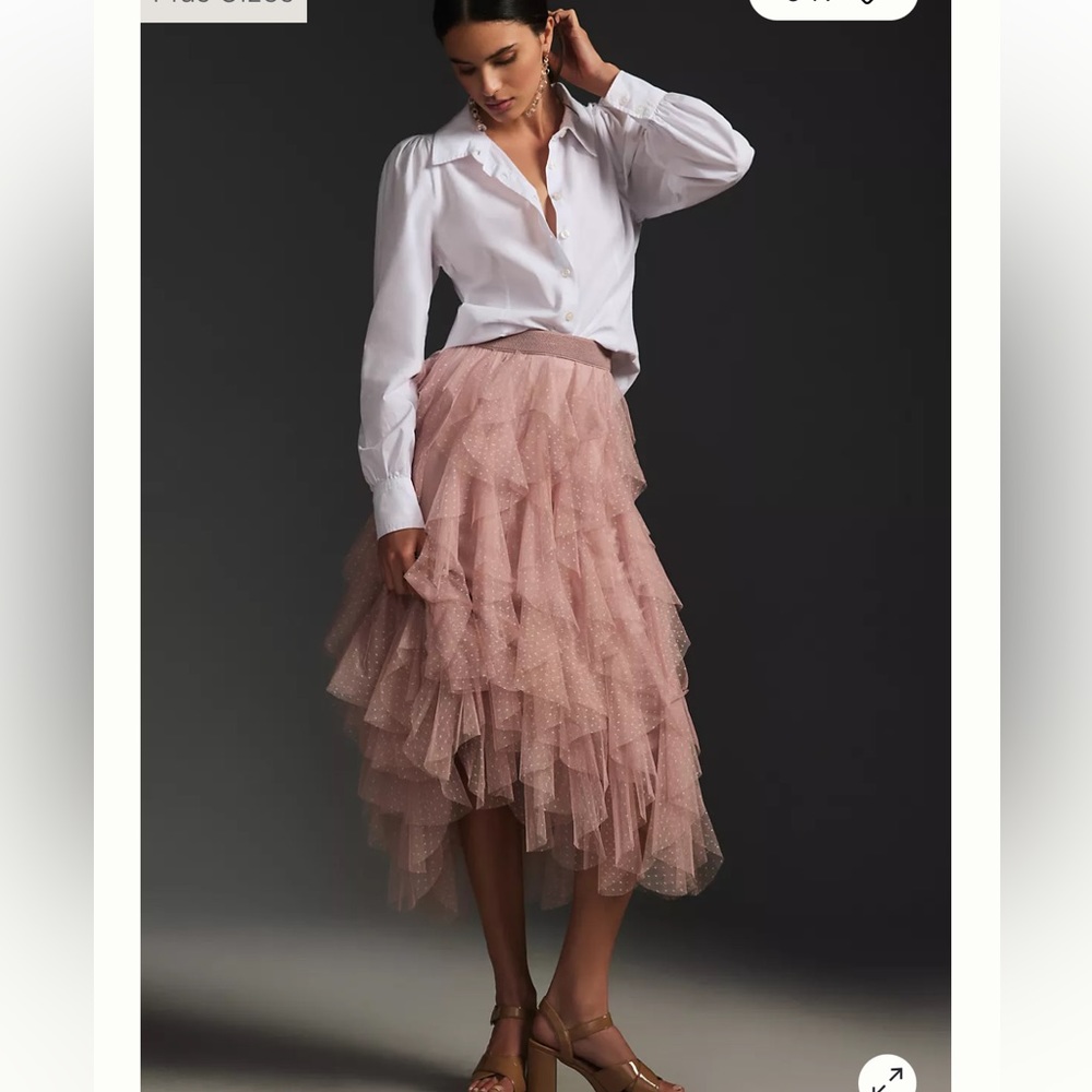 Anthropology Tulle Skirt Rose Pink size XS